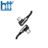 Ugreen 70531 2M 3A 60W 2 đầu bẻ góc phải 90 độ cáp USB type C ra C đầu nhôm mạ nickel chống nhiễu US323 20070531