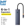 Hub Mở Rộng Kết Nối Đa Năng OS-Baseus Flite Series HUB Docking Station Space Grey Type-C to 6 Port