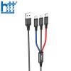 Cáp Sạc X76 3-in-1 Super charging cable iP+Type-C+Micro 1M 2A (Đen-Đỏ-Xanh)