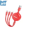 Cáp Sạc X75 3-in-1 double-pull charging cable iP+Micro+Type-C 1M 2A (Đỏ)