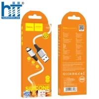 Cáp X86 Micro Spear silicone charging data cable 1M, 2.4A (Trắng)