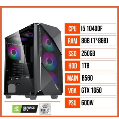 PC GAMING HTT 06 (I5 10400F/B560/8GB RAM/250GB SSD/1TB HDD/GTX 1650/600W)