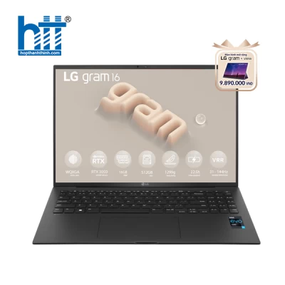 Laptop LG Gram 2023 16Z90R-E.AH75A5 (Intel Core i7-1360P | 16GB | 512GB | RTX3050 4GB | 16-inch WQXGA | Win 11 | Đen)