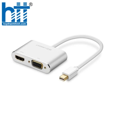 Ugreen 20421 Màu Bạc Bộ chuyển đổi Mini DP sang HDMI + VGA vỏ nhôm MD115 20020421