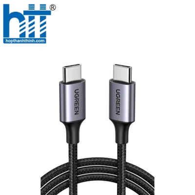 Ugreen 50150 1M 60W hỗ trợ sạc nhanh PD cáp USB type C màu đen mạ nickel đầu bọc nhôm chống nhiễu US261 20050150