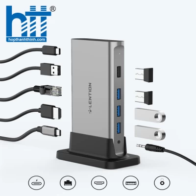Bộ chuyển đổi USB-C 9 trong 1 Lention D53HEAVCR GREY