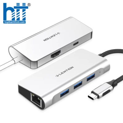 Bộ chuyển đổi USB-C 6 trong 1 Lention C65HE Sliver