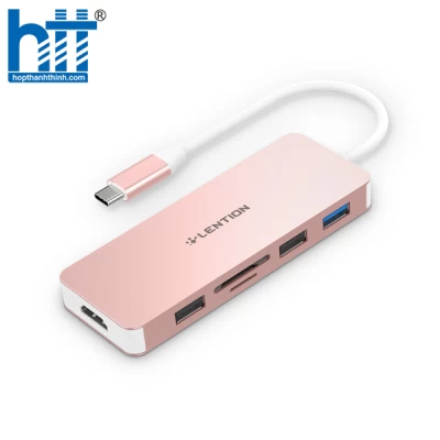 Bộ chuyển đổi USB-C 7 trong 1 Lention C17 PINK