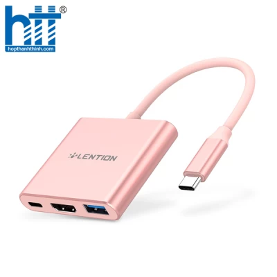 Bộ chuyển đổi USB-C 3 trong 1 Lention C14H PINK