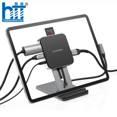 Bộ chuyển đổi USB-C 7 trong 1 Lention D42HACR có chân đế