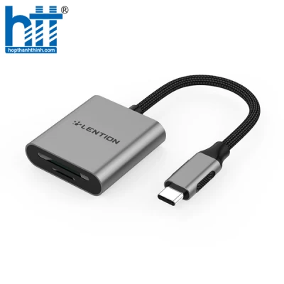 LENTION Đầu đọc thẻ USB-C sang SD / Micro SD, Bộ chuyển đổi thẻ SD 3.0 (CB-C8) GREY