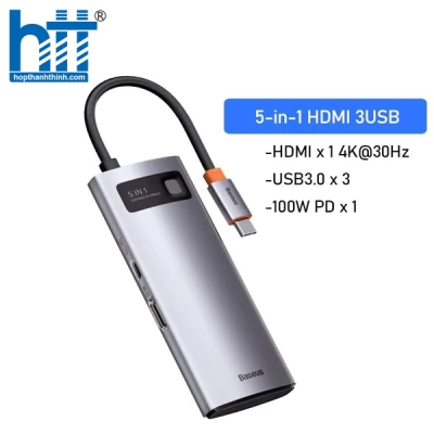 Hub chuyển đa năng Baseus Metal Gleam Series Multifunctional Docking Station 5 IN 1 (4K30Hz)