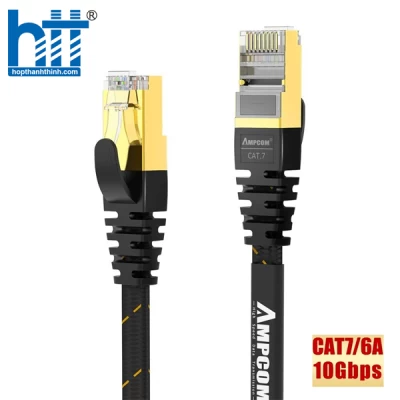 Cáp mạng Ampcom Cat7 Flat 5M đúc sẵn 2 đầu AMCAT7BK0850