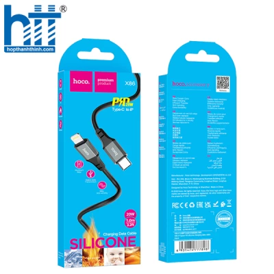 Cáp dữ liệu sạc silicon X86 PD (Đen)