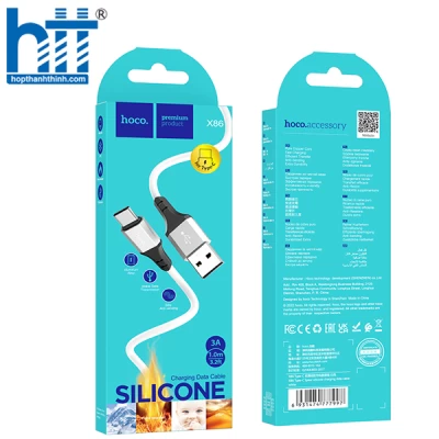 Cáp X86 Type-C Spear silicone charging data cable 1M, 3A (Trắng)
