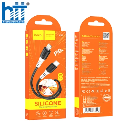 Cáp X82 Lightning To PD silicone charging data cable 1M, PD20W (Đen)