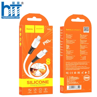 Cáp X82 Lightning To PD silicone charging data cable 1M, PD20W (Trắng)
