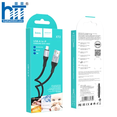 CÁP SẠC X72 Creator silicone charging data cable for Lightning 1M, 2.4A (Đen)