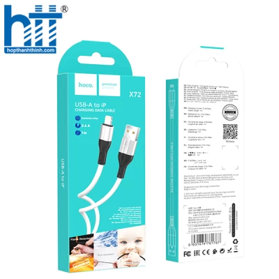 CÁP SẠC X72 Creator silicone charging data cable for Lightning 1M, 2.4A (Trắng)