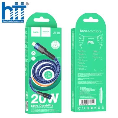 CÁP SẠC U110 Lightning To PD charging data cable 1.2M, PD20W (Xanh)