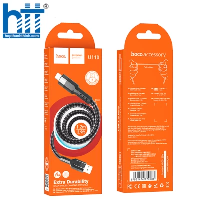 CÁP SẠC U110 Micro charging data cable 1.2M, 2.4A (Đen)