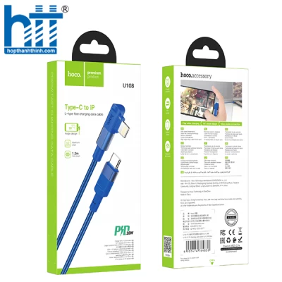 CÁP SẠC U108 Lightning PD charging data cable 1.2M, PD20W (Xanh)