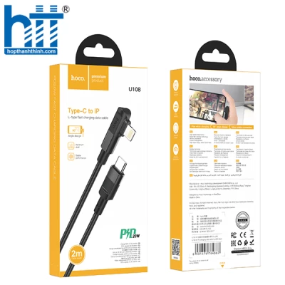 CÁP SẠC U108 Lightning To PD charging data cable 2M, PD20W (Đen)