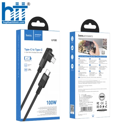 CÁP SẠC U108 Type-C to Type-C 100W charging data cable 1.2M, 100W 20V/5A, 3A (Đen)