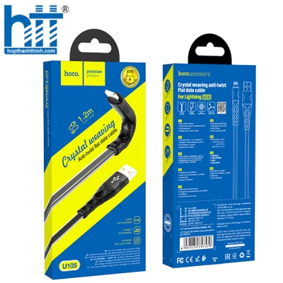 CÁP SẠC U105 Treasure jelly braided charging data cable for Lightning 1.2M 2.4A (Đen)