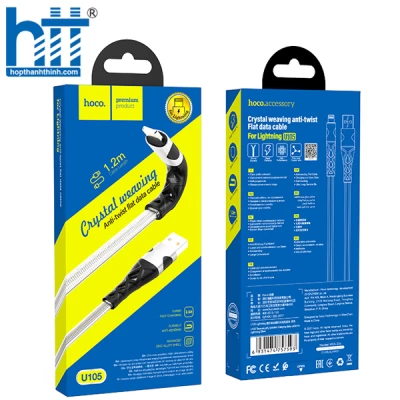 CÁP SẠC U105 Treasure jelly braided charging data cable for Lightning 1.2M 2.4A (Bạc)