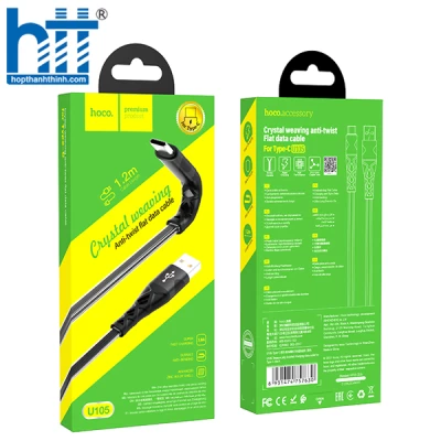 CÁP SẠC U105 Treasure jelly braided charging data cable for Type-C 1M 3A (Đen)