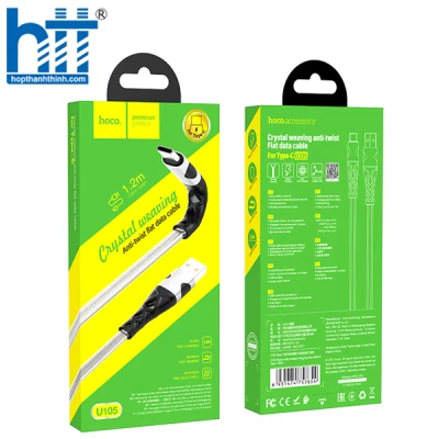 CÁP SẠC U105 Treasure jelly braided charging data cable for Type-C 1M 3A (Bạc)