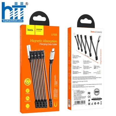 CÁP SẠC U103 Magneetic absonrption charging data cable for Lightning 1M 2.4A (Đen)