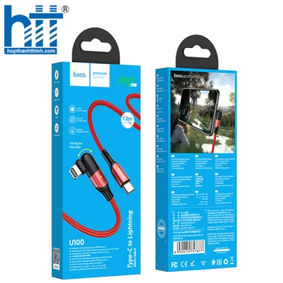 Cáp Sạc U100 Orbit PD fast charging data cable for Lightning 1M, 3A, PD20W (Đỏ)