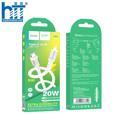Cáp Sạc X85 Lightning Strength PD charging data cable 1M PD20W (Trắng)