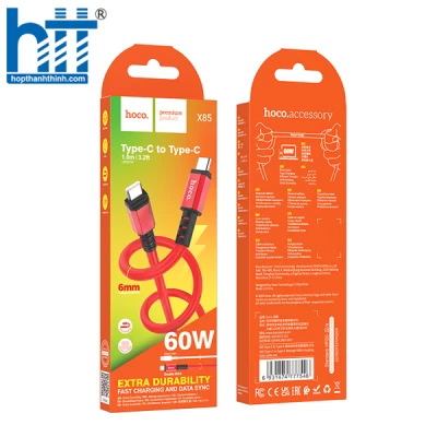 Cáp Sạc X85 Type-C To Type-C Strength 60W charging data cable 1M, 60W, 20V/3A (Đỏ)