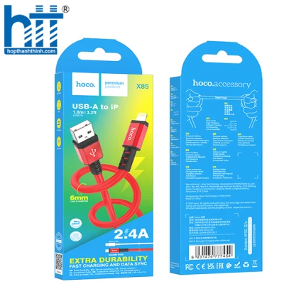 Cáp Sạc X85 Lightning Strength charging data cable 1M, 2.4A (Đỏ)