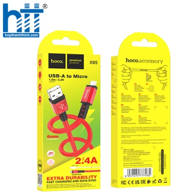 Cáp Sạc X85 Micro Strength charging data cable 1M, 2.4A (Đỏ)