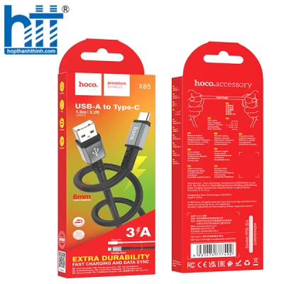 Cáp Sạc X85 Type-C Strength charging data cable 1M, 3A (Đen)