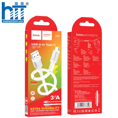 Cáp Sạc X85 Type-C Strength charging data cable 1M, 3A (Trắng)