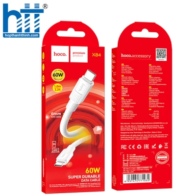 Cáp Sạc X84 Type-C To Type-C Solid 60W charging data cable 1M, 60W 20V/3A (Trắng)