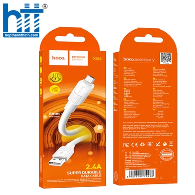 Cáp Sạc X84 Micro Solid charging data cable 1M, 2.4A (Trắng)