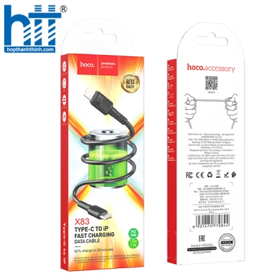 Cáp Sạc X83 Victory Lightning PD charging data cable 1M, PD20W (Đen)