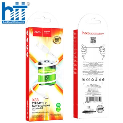 Cáp Sạc X83 Victory Lightning PD charging data cable 1M, PD20W (Trắng)