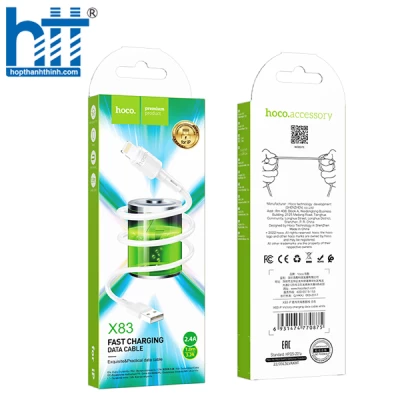 Cáp Sạc X83 Lightning Victory charging data cable 1M, 2.4A (Trắng)