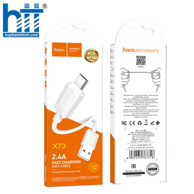 Cáp Sạc X73 Micro charging data cable 1M, 2.4A (Trắng)