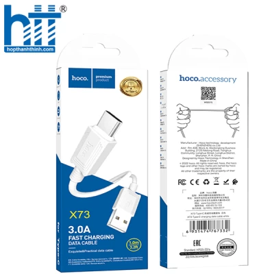 Cáp Sạc X73 Type-C charging data cable 1M, 3A (Trắng)