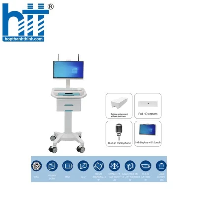 Xe Đẩy Y Tế HIT AIO (i5-7440HQ, 8GB RAM, 256GB M2 2 UPS (13200mAP/Pin đơn - 26400mAP/Pin đôi) 21,5 FHD IPS, 250 Nits, Wifi + Bluetooth + Sim 4G/5G Vesa 75.75)